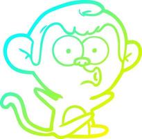 cold gradient line drawing cartoon hooting monkey vector