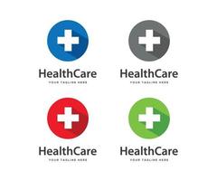 establecer vector de diseño de logotipo de icono médico saludable