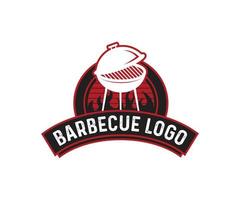 parrilla de barbacoa rústica vintage, diseño de logotipo de sello de etiqueta de parrilla de barbacoa. vector