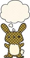 cute cartoon rabbit and thought bubble in comic book style vector