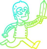 cold gradient line drawing cartoon medieval warrior vector