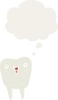 cartoon tooth and thought bubble in retro style vector