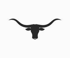 Bull head logo icon vector. Bullhead silhouette long horn vector logo design.