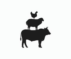 Cow Lamb Chicken Icon Vector. Farm Animals Icon. Stacked Cow Lamb Chicken Vector Design Template