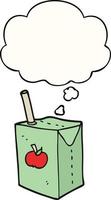 cartoon apple juice box and thought bubble vector