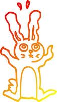 warm gradient line drawing cartoon excited rabbit vector