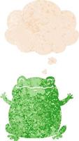 cartoon toad and thought bubble in retro textured style vector