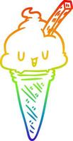 rainbow gradient line drawing cute ice cream vector