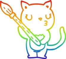 rainbow gradient line drawing cute cartoon cat vector