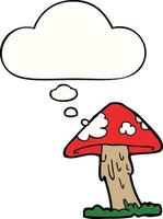 cartoon mushroom and thought bubble vector