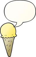 cartoon ice cream and speech bubble in smooth gradient style vector