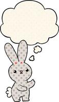 cute cartoon rabbit and thought bubble in comic book style vector