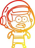 warm gradient line drawing cartoon surprised astronaut vector