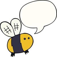 cartoon bee and speech bubble vector