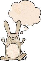 cartoon rabbit and thought bubble in grunge texture pattern style vector