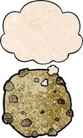 cartoon cookie and thought bubble in grunge texture pattern style vector