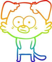 rainbow gradient line drawing nervous dog cartoon vector