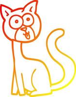 warm gradient line drawing funny cartoon cat vector