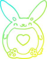 cold gradient line drawing cartoon rabbit with love heart vector