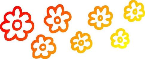 warm gradient line drawing cartoon decorative flowers vector