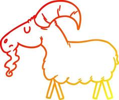 warm gradient line drawing cartoon goat vector