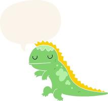 cartoon dinosaur and speech bubble in retro style vector