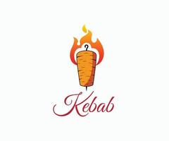 Hot Doner Kebab Logo Design Template. Kebab Restaurant Vector Logo.