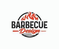 BBQ Party Logo Template. Grill BBQ Logo Design Template. vector