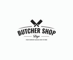 Butcher Logo Design Template. Butcher shop, Crossed cleaver logo design template. vector