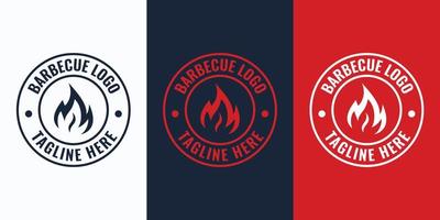 Barbecue Logo Design. BBQ Grill Logotype and Fire Concept. vector