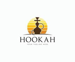 Creative Hookah Bar Logo Design. Best Shisha Logo Vector. vector