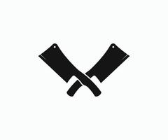 Crossed cleavers Vector Template. Knife and Cleaver Cross Sign Icon Vector.