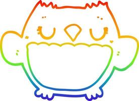 rainbow gradient line drawing cartoon owl vector