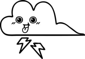 line drawing cartoon storm cloud vector