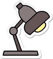 sticker of a cute cartoon table lamp vector