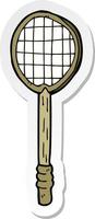 pegatina de una vieja raqueta de tenis de dibujos animados vector