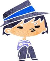 retro cartoon of a kawaii cute boy vector