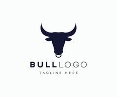 Bull with Nose Ring Logo Template. Cow, Bull, and Ox Vector Logo Design Template.