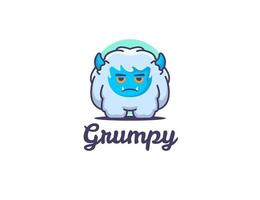 Grumpy Yeti Illustration Flat Style vector