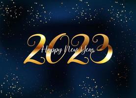 Golden 2023 Happy New Year Freeting Card. Vector Illustration
