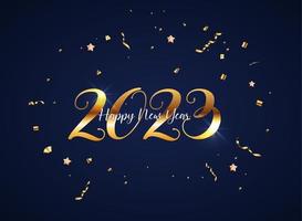 Golden 2023 Happy New Year Freeting Card. Vector Illustration