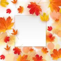 Autumn Fall Leaves Empty Frame Template. Vector Illustration