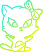 cold gradient line drawing cartoon cat vector