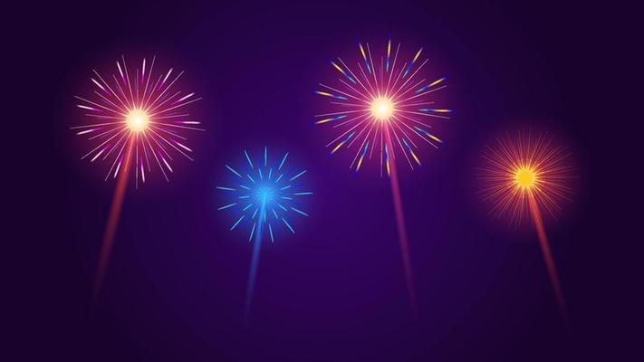 fireworks set on dark background