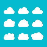 white cloud cartoon flat style set with different shape isolated green background vector