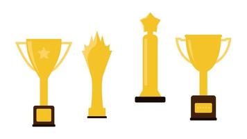 golden trophy set isolated on white background. achievement symbol with different style vector