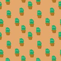 cactus cartoon seamless pattern on brown background vector
