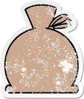 distressed sticker of a cute cartoon bag vector