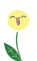 quirky hand drawn cartoon happy flower vector