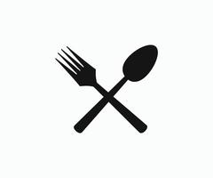 Fork and Spoon Isolated Vector Sign symbol. Silhouette Spoon and Fork Icon Template.